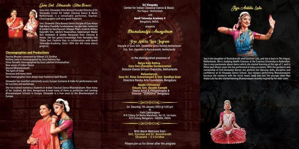 Programmaboekje van een Bharatanatyam-arangetram in India